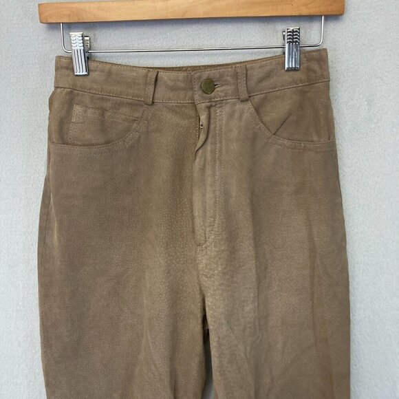 Vintage Lew Magram Collection Suede Pants Size 6 High-Waisted 100% Leather Tan - Picture 11 of 16